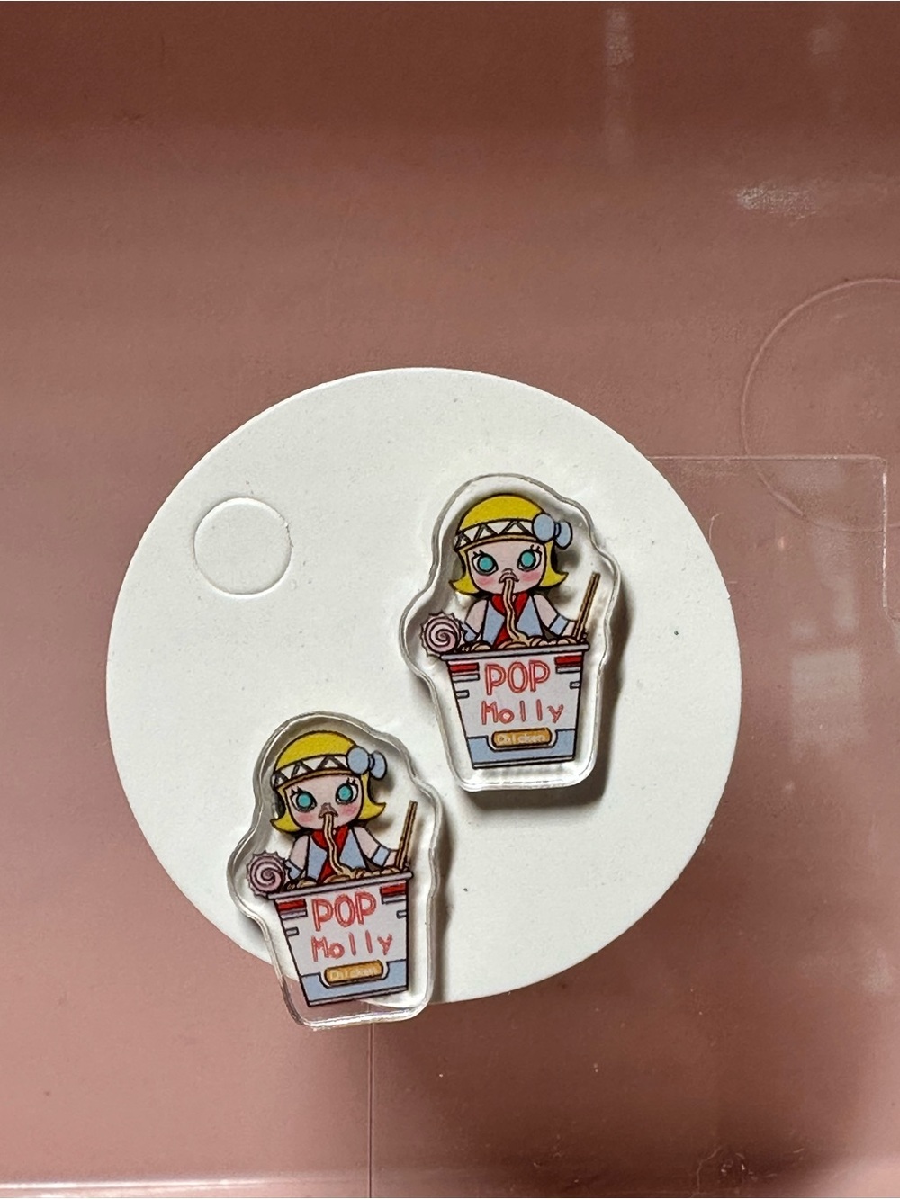 Cute Pop Molly Cartoon Drop Earrings in Yellow and Pink